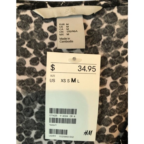 H&M NWT Black White Polka Dot Wrap Dress 3/4 Sleeve, Medium - Picture 5 of 5